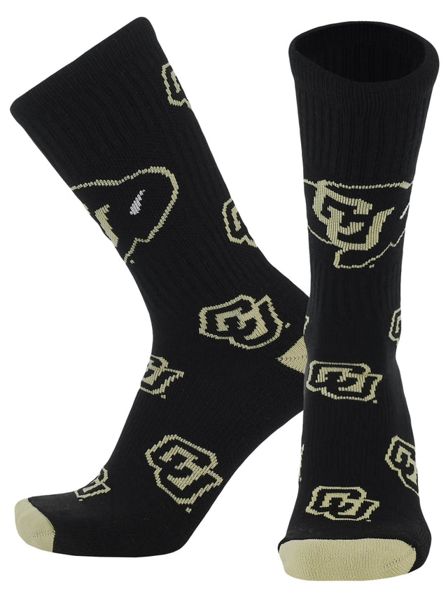 TCK Colorado Black/Vegas Gold / Large Colorado Buffaloes Mayhem Crew Socks