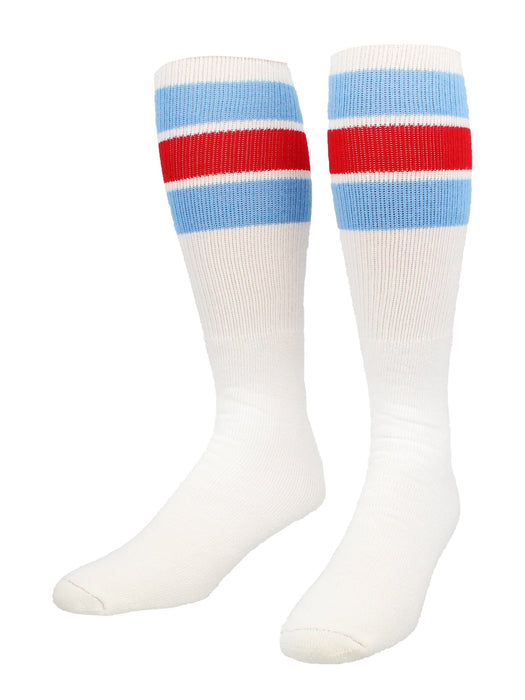 tube socks 1970's 80's gym socks geek love knee socks blue stripe