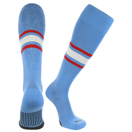TCK Columbia Blue/Scarlet/White / Small TCK Made in USA Dugout Series Bold Center Stripe Baseball Socks