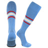 TCK Columbia Blue/Scarlet/White / Small TCK Made in USA Dugout Series Bold Center Stripe Baseball Socks