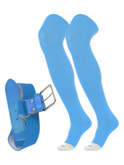TCK Columbia Blue / Small Prosport Belt and Socks Combo | Over the Knee Sock