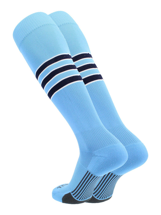 TCK Columbia Blue/White/Navy / Large Elite Performance Baseball Socks Dugout Pattern D