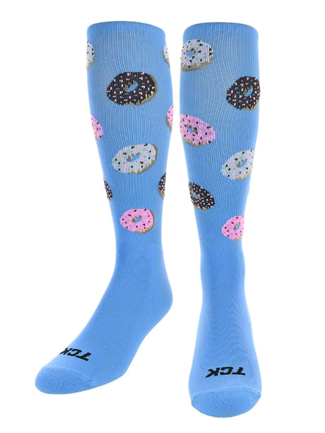 TCK Columbia Blue/White/Pink / Large Donut Athletic Knee High Socks
