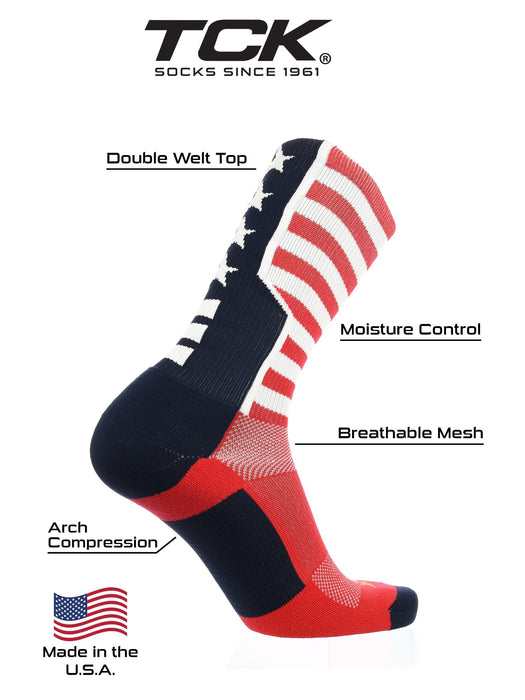 TCK Crew Length American Socks with USA Flag