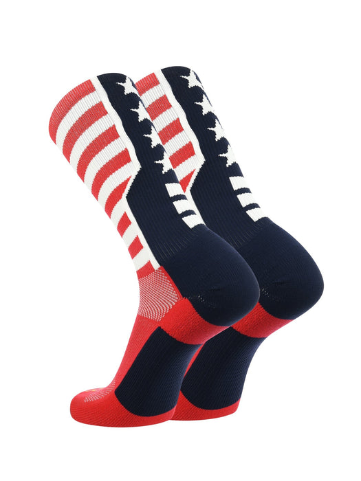 TCK Crew Length American Socks with USA Flag