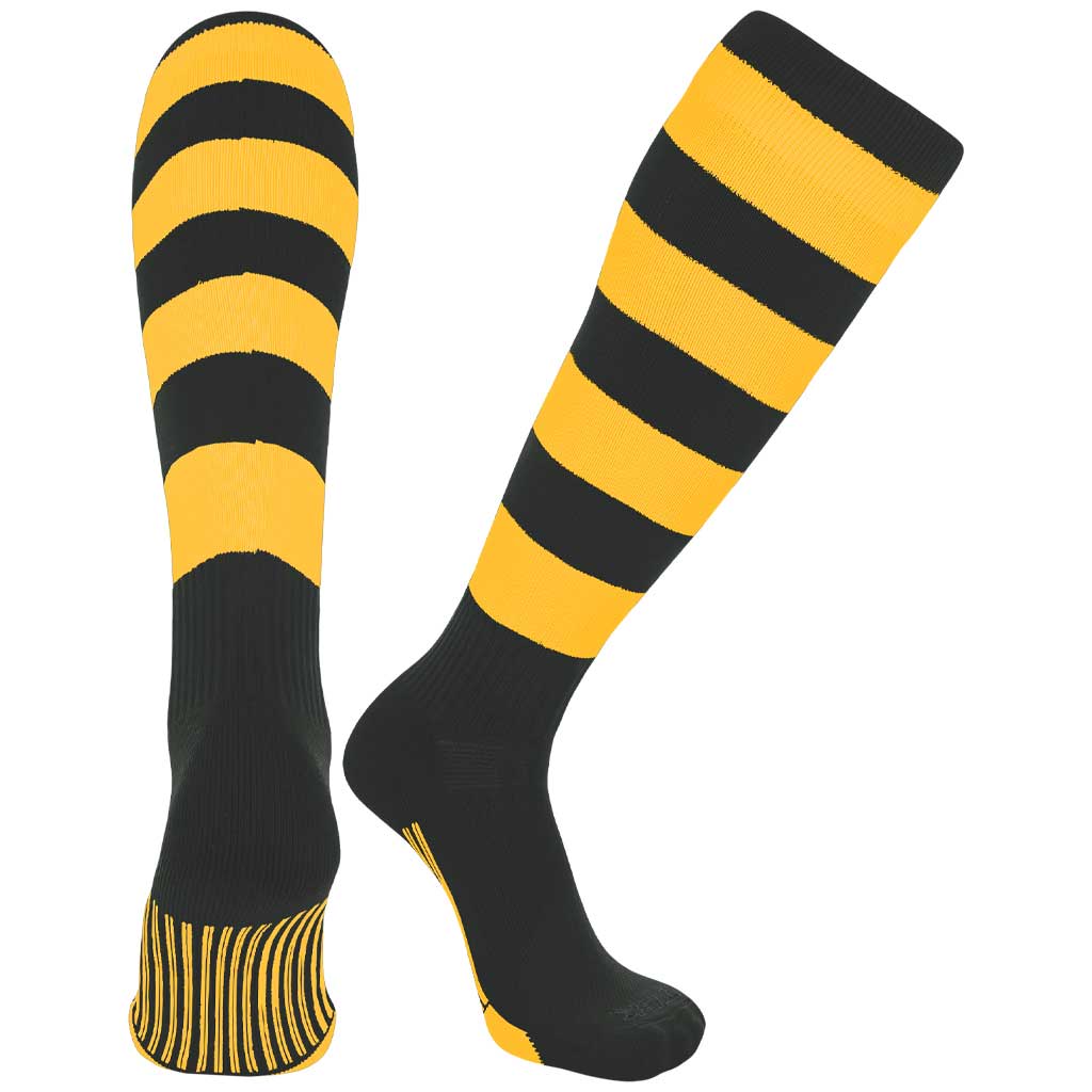 TCK Dark Green/Gold / Medium Striped Rugby Socks