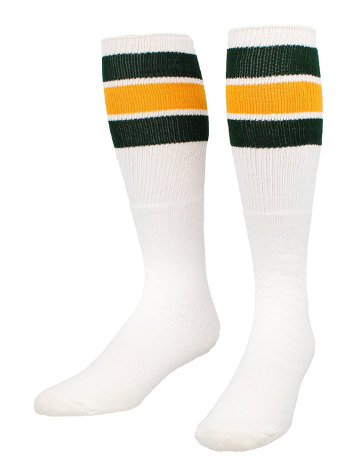 TCK Dark Green/Gold / Small Retro Tube Socks 3 Stripes Over the Calf