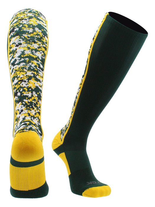 TCK Dark Green/Gold / X-Large Long Digital Camo Baseball Socks