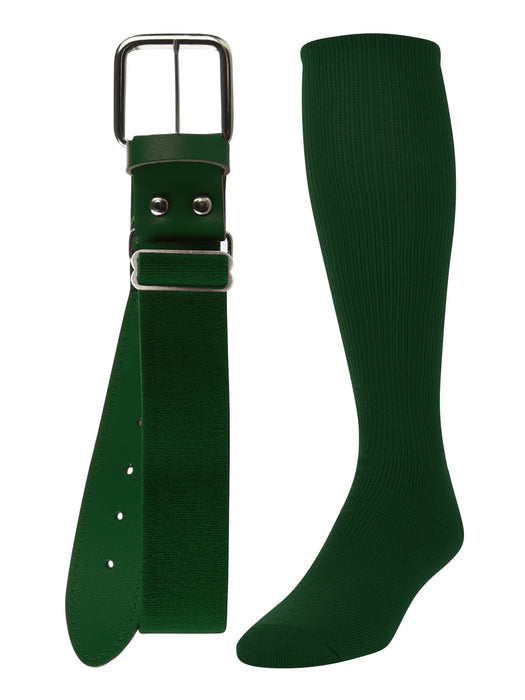 TCK Dark Green / Medium Softball and Baseball Belts & Socks Combo For Youth or Adults