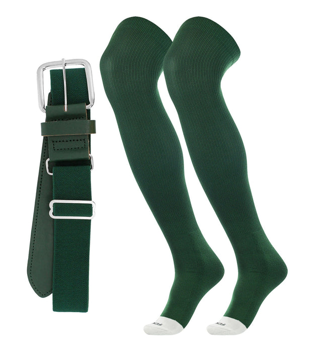 TCK Dark Green / Small Pro Plus Performance Sports Belt and Socks Combo Over the Knee