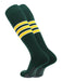 TCK Dark Green/White/Gold / Large Elite Performance Baseball Socks Dugout Pattern D