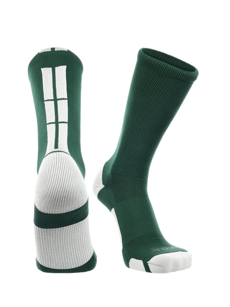 TCK Dark Green/White / Large Baseline 3.0 Athletic Crew Socks Adult Sizes Team Colors