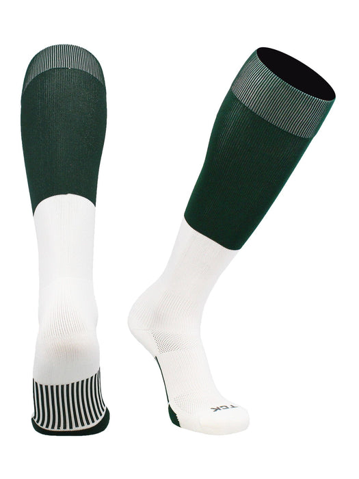 TCK Dark Green/White / Medium Long Football Socks End Zone
