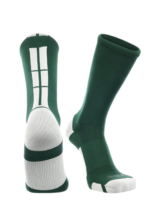 TCK Dark Green/White / Small Baseline 3.0 Athletic Crew Socks Youth Sizes Team Colors