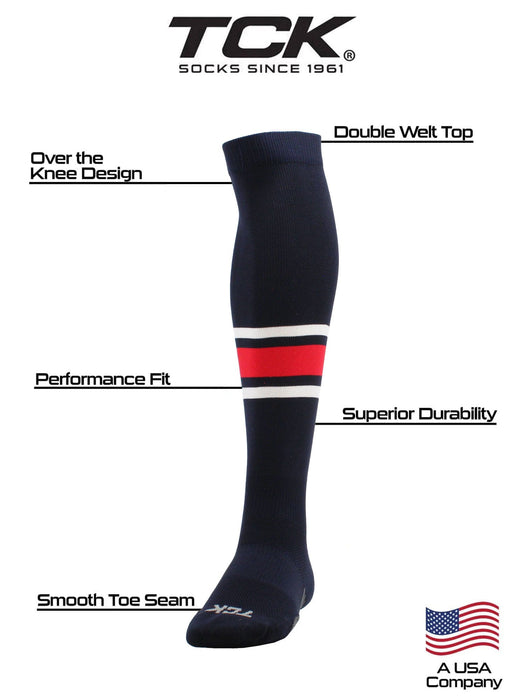 TCK Dugout Striped Over the Knee Baseball Socks Pattern E