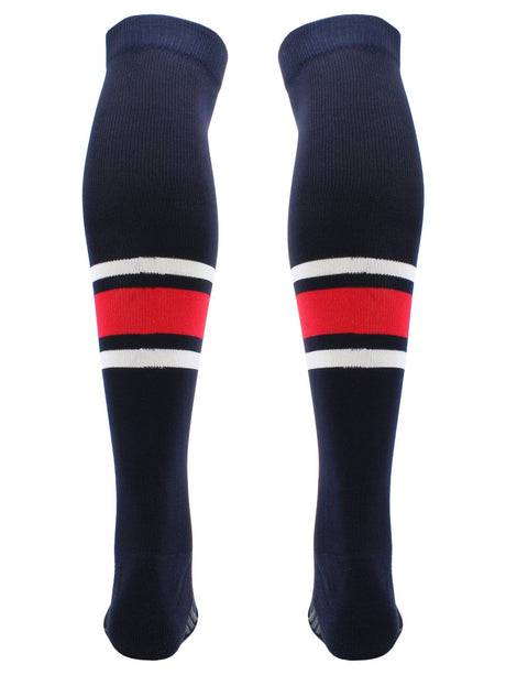 TCK Dugout Striped Over the Knee Baseball Socks Pattern E