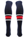 TCK Dugout Striped Over the Knee Baseball Socks Pattern E