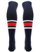 TCK Dugout Striped Over the Knee Baseball Socks Pattern E