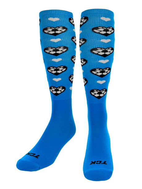 Soccer Ball Hearts Athletic Knee High Socks