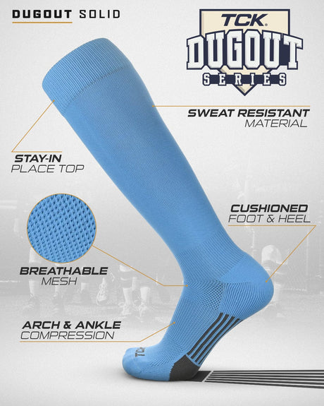 TCK Elite Performance Baseball Socks Dugout Solid Team Colors