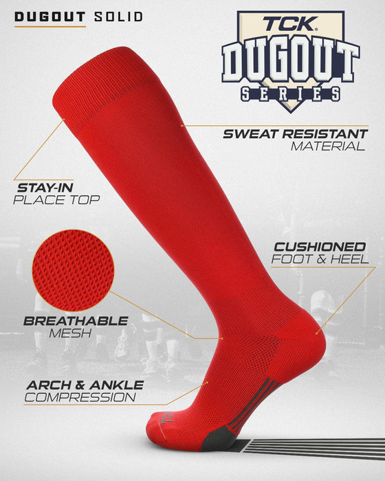 TCK Elite Performance Baseball Socks Dugout Solid Team Colors