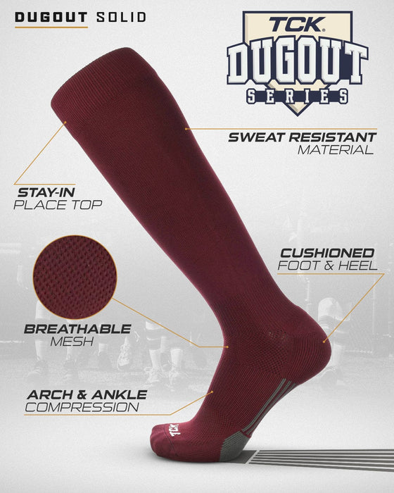 TCK Elite Performance Baseball Socks Dugout Solid Team Colors