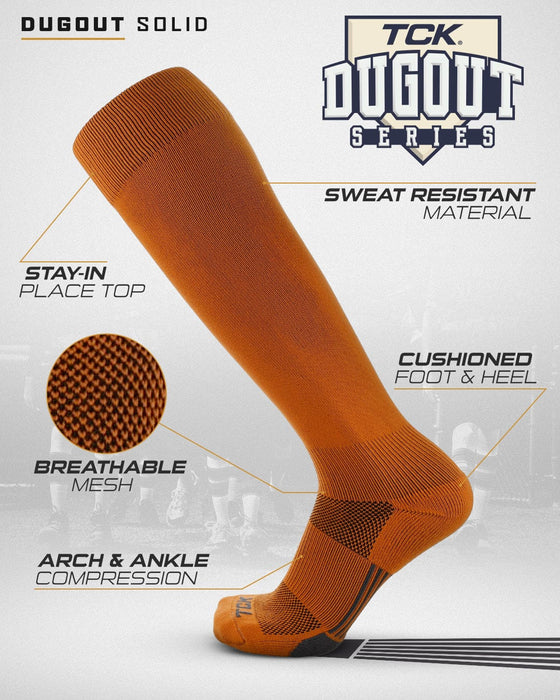 TCK Elite Performance Baseball Socks Dugout Solid Team Colors