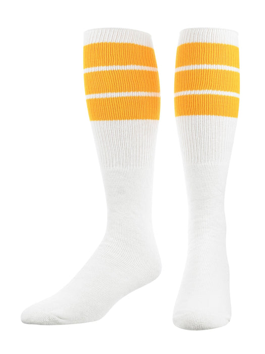 TCK Gold / Small Retro Tube Socks 3 Stripes Over the Calf