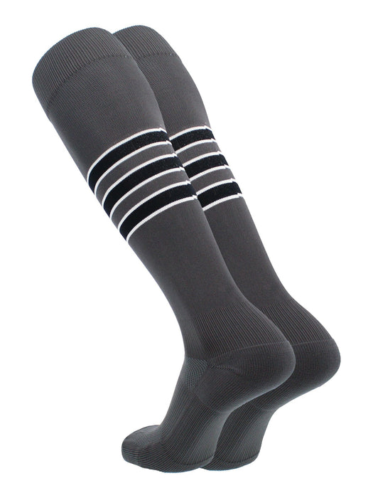 TCK Graphite/White/Black / Large Elite Performance Baseball Socks Dugout Pattern D