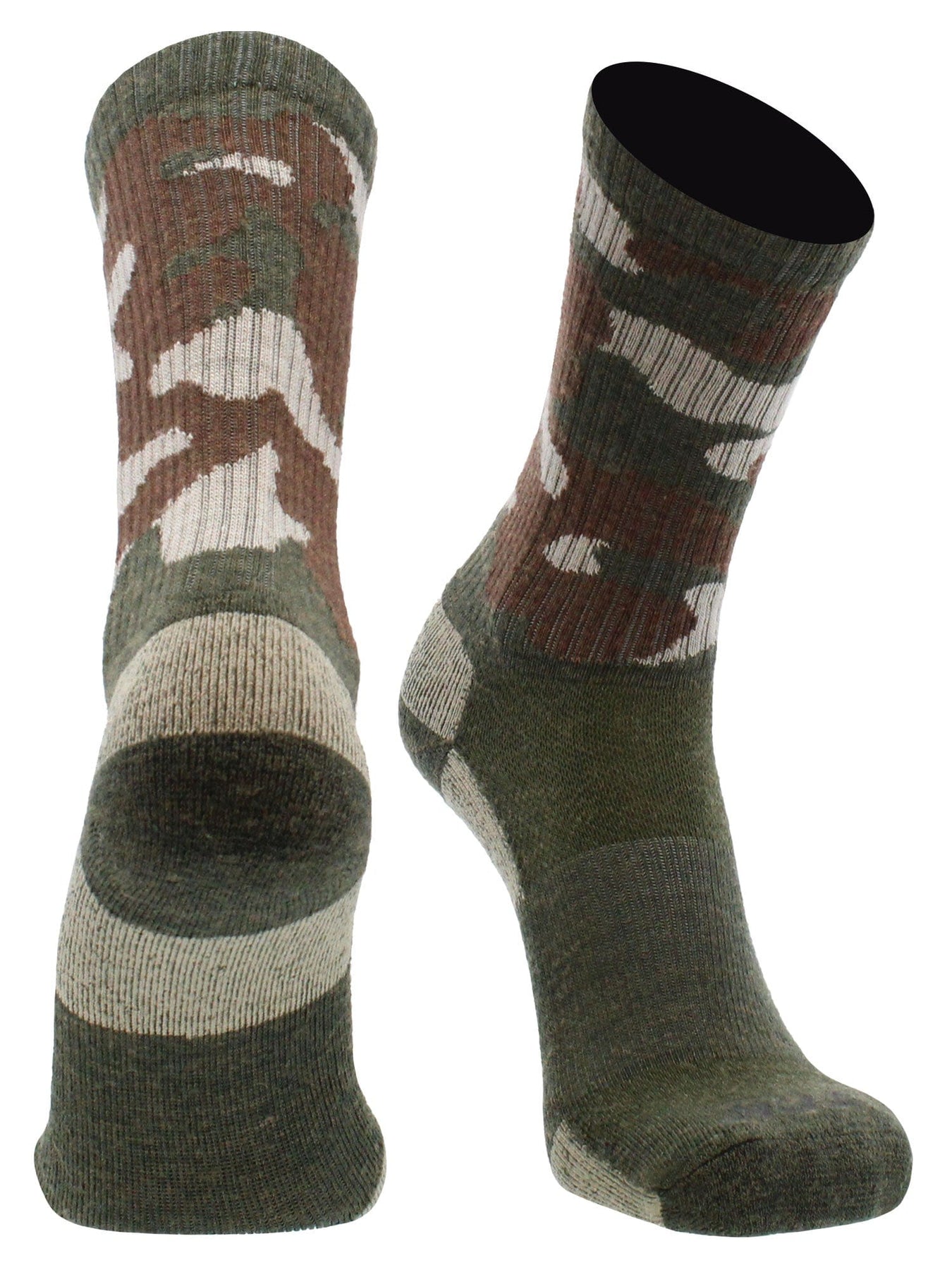 TCK Green Camo / Large Camo Merino Wool Hiking Socks For Men & Women