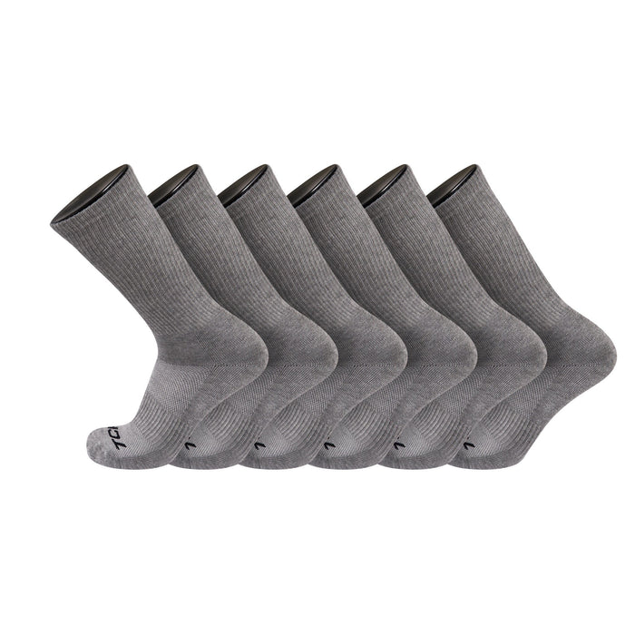 TCK Grey / Large Seamless, Cushioned Crew Socks: Moisture Wicking Work & Sport