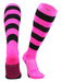 TCK Hot Pink/Black / Large Striped Rugby Socks