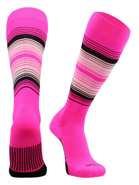 TCK Hot Pink/Black/Pink / X-Large Dugout Socks For Baseball and Softball