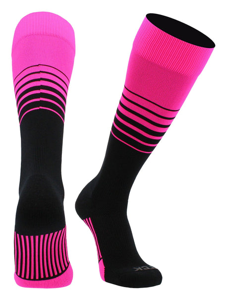 Elite Breaker Striped Socks: Extra Stretch for Shin Guards & Comfort