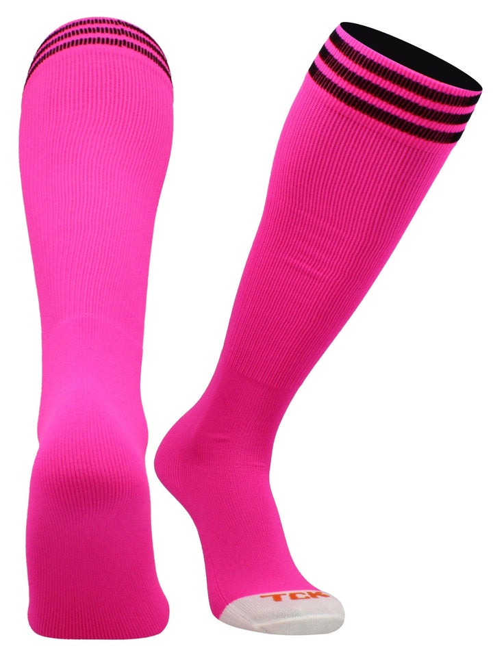 TCK Hot Pink/Black / X-Small Prosport Striped Tube Socks for Soccer