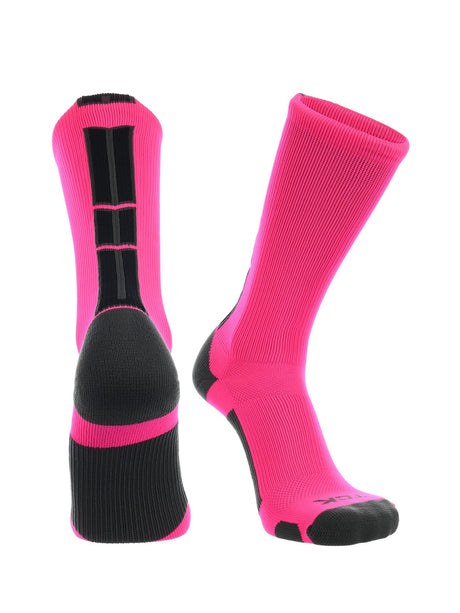 TCK Hot Pink/Graphite/Black / Large Baseline 3.0 Athletic Crew Socks Adult Sizes Team Colors