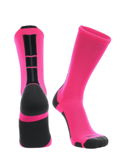 TCK Hot Pink/Graphite/Black / X-Large Baseline 3.0 Athletic Crew Socks Adult Sizes Team Colors