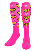 Softball Hearts Athletic Knee High Socks