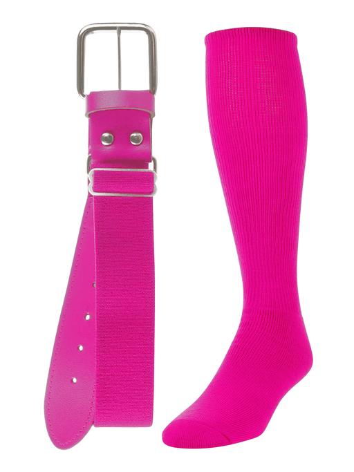 TCK Hot Pink / Medium Softball and Baseball Belts & Socks Combo For Youth or Adults