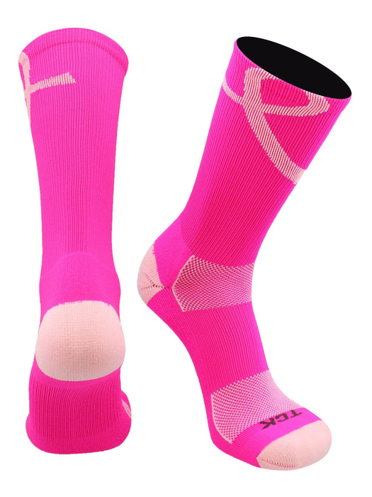 TCK Hot Pink/Pink / Large Pink Ribbon Awareness Socks Crew Length