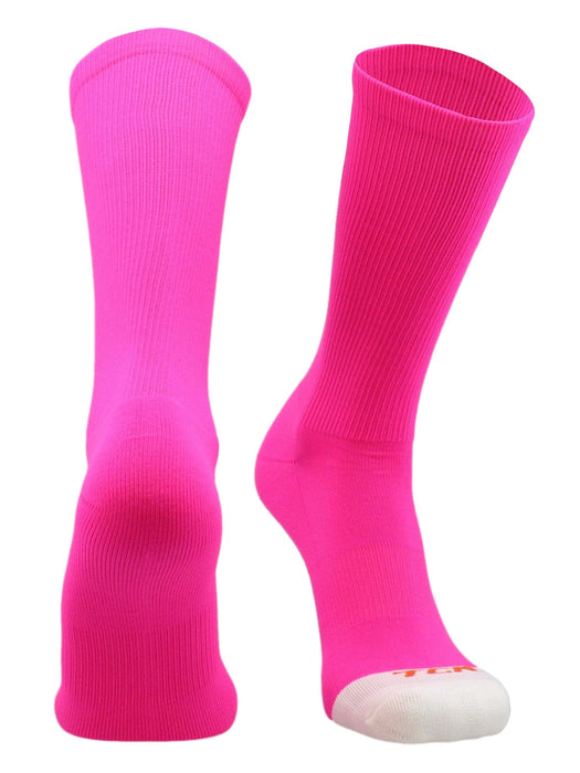 TCK Hot Pink / Small Prosport Crew Socks - Team Colored Crew Socks For All Sports