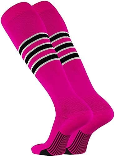 TCK Hot Pink/White/Black / X-Large Elite Performance Baseball Socks Dugout Pattern D