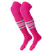 TCK Hot Pink/White/Pink / Large Dugout Striped Over the Knee Baseball Socks Pattern E