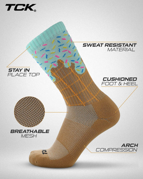 TCK Icy Mint Freeze Ice Cream Cone Crew Socks