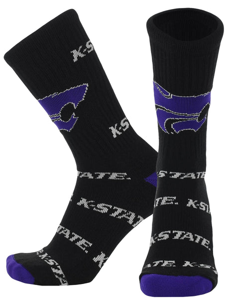 TCK Kansas State Black/Purple / Large Kansas State Wildcats Mayhem Crew Socks