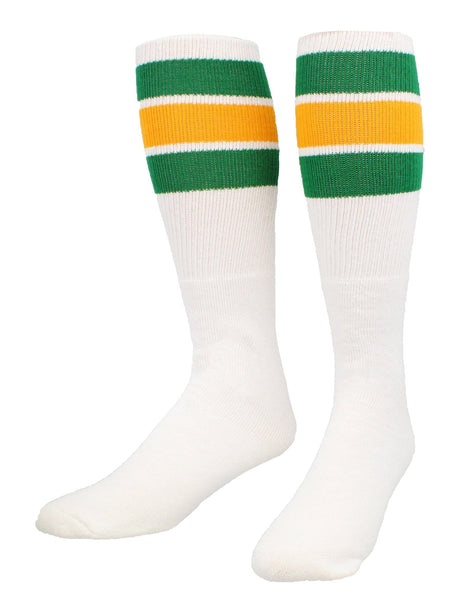 TCK Kelly Green/Gold / Medium Retro Tube Socks 3 Stripes Over the Calf