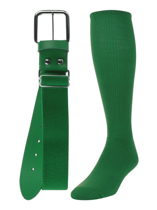 TCK Kelly Green / Large Softball and Baseball Belts & Socks Combo For Youth or Adults