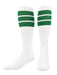 TCK Kelly Green / Small Retro Tube Socks 3 Stripes Over the Calf