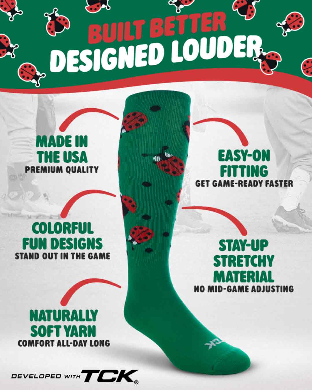 TCK Ladybug Athletic Knee High Socks