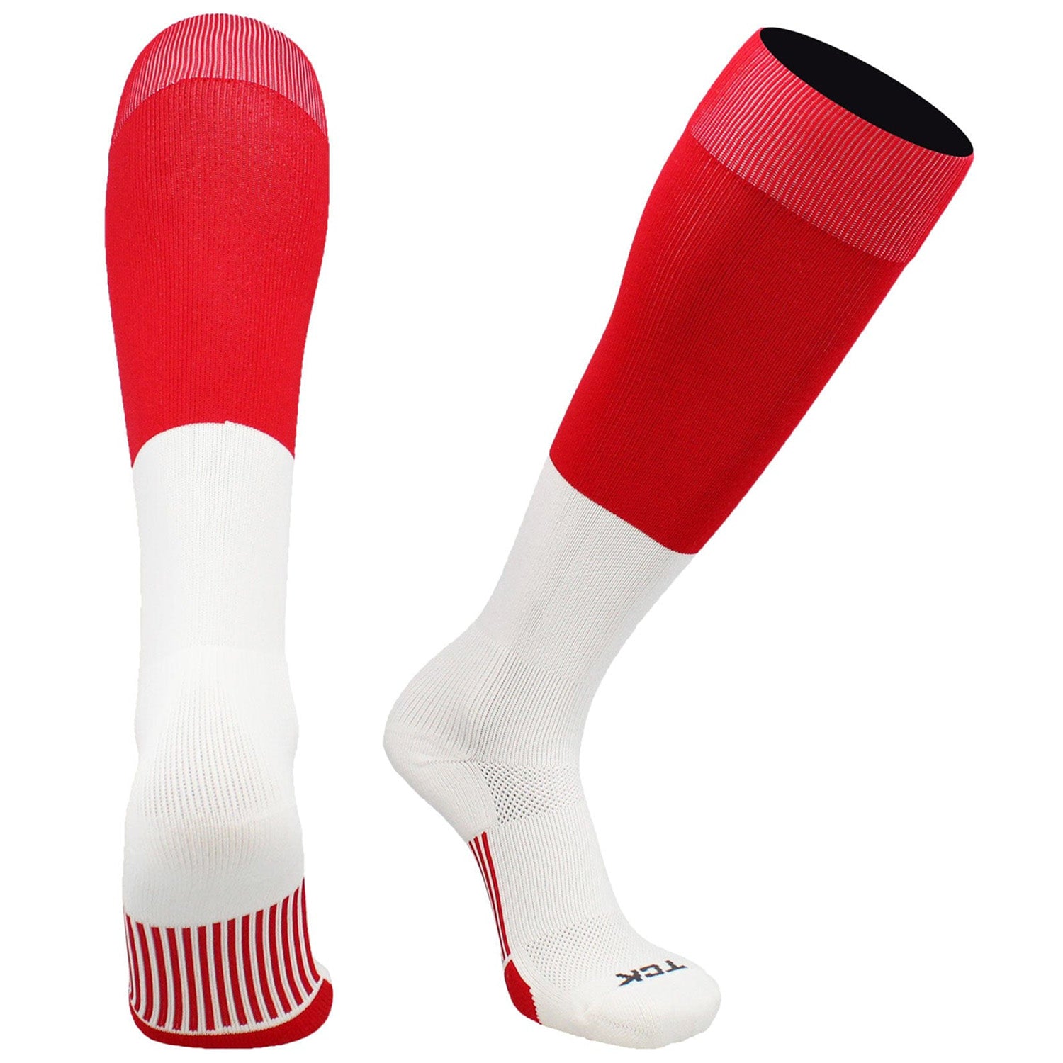 long red and white football socks